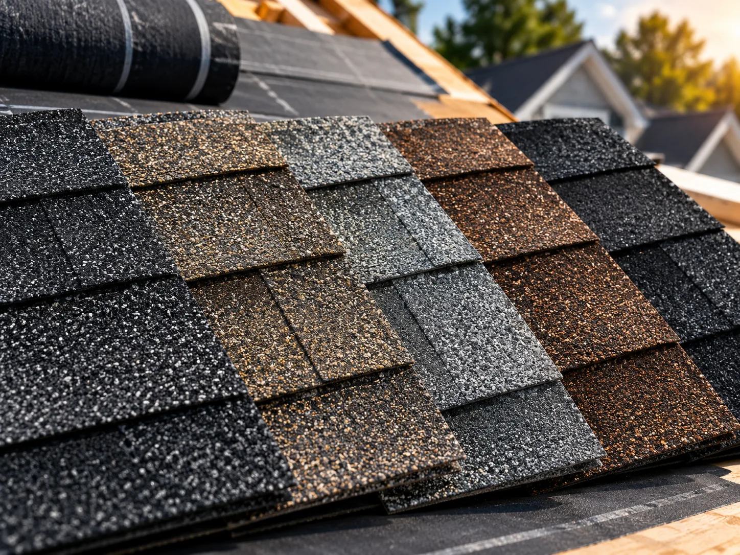 Residential shingle materials in several architectural colors